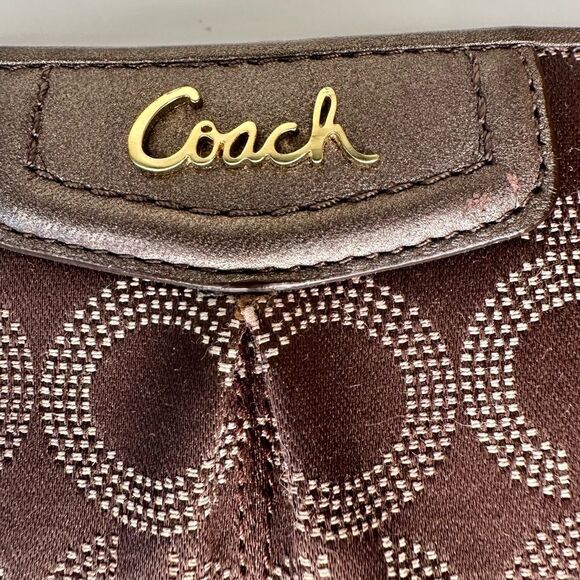Coach Ashley Dotted OP Art Zip Around Wallet F48051 Brown Bronze Preppy NWT - Picture 6 of 12